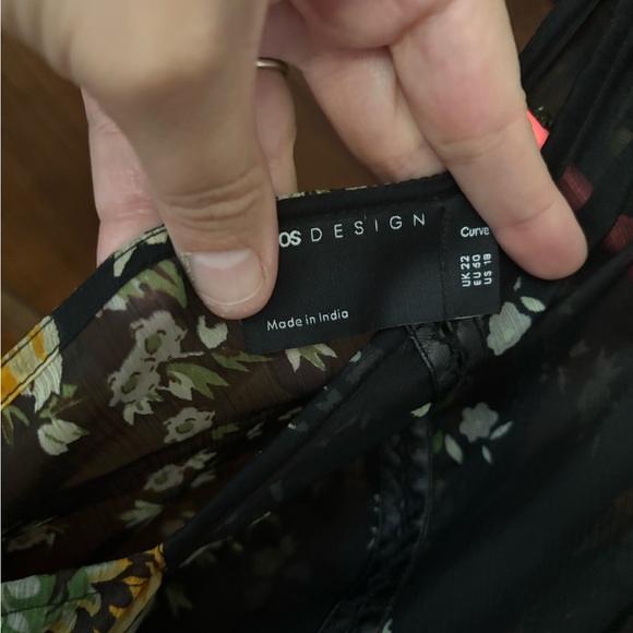 ASOS Curve Black and Gold Wrap Tie Blouse - Picture 6 of 8